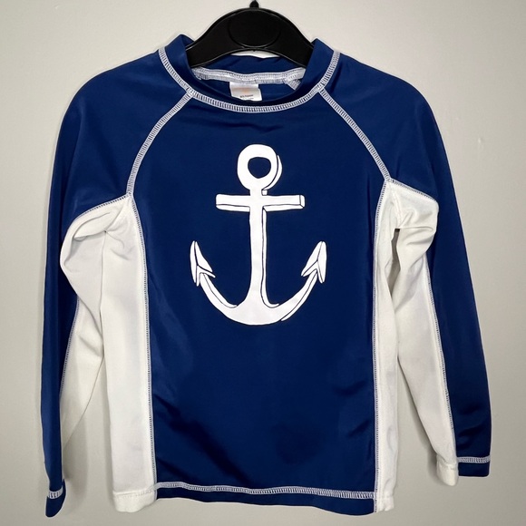 Gymboree Anchors Away Blue And White Long Sleeve Shirt Size 3T with Rashguard - Picture 1 of 3